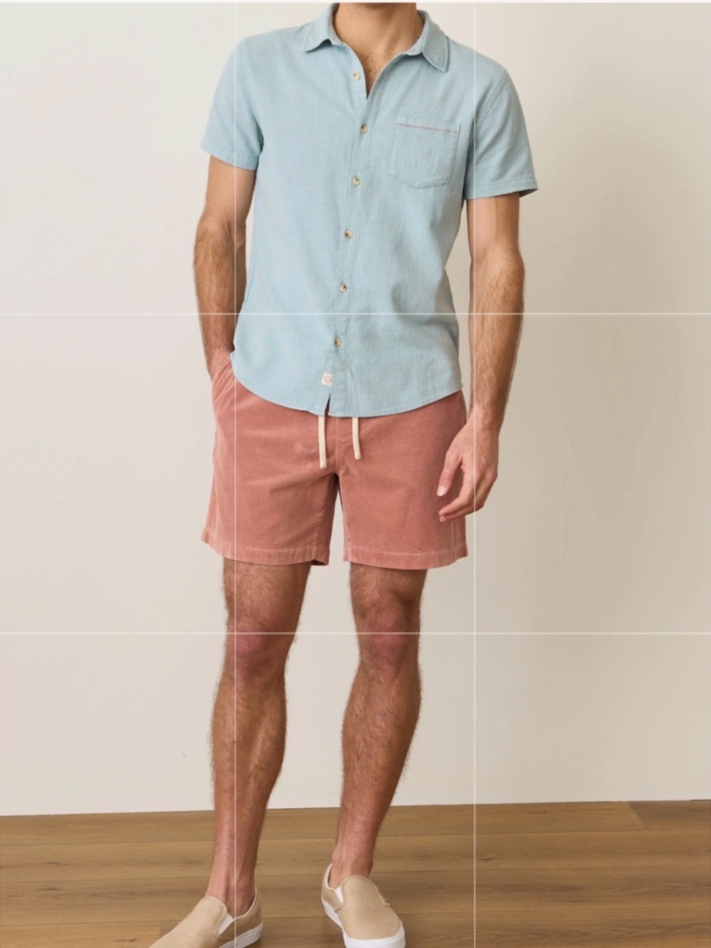 Marine Layer Men's Saturday Corduroy Athletic Drawstring Shorts in Dusty Rose